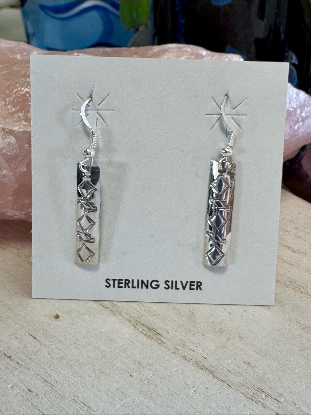 Felicity Etcitty Etched Sterling Silver Dangle Earrings - Navajo Made